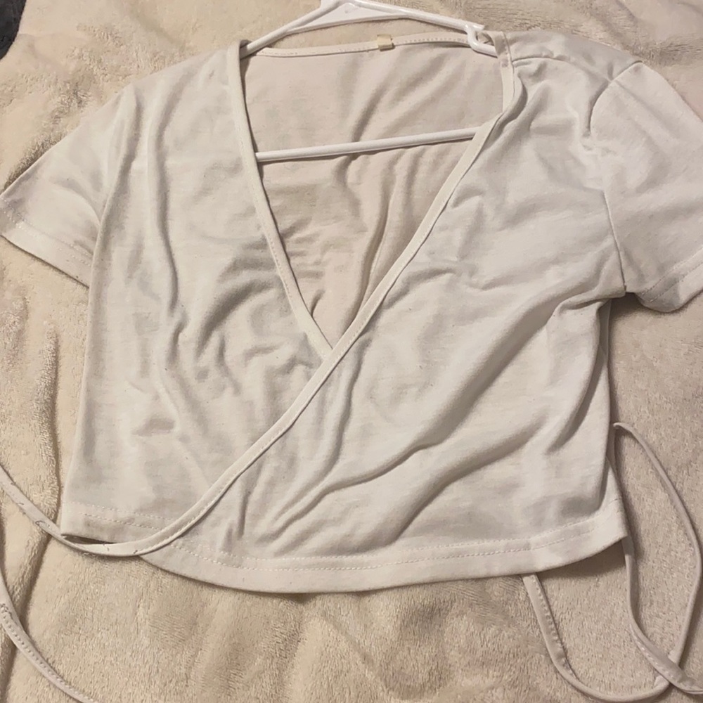 shein white wrap crop top